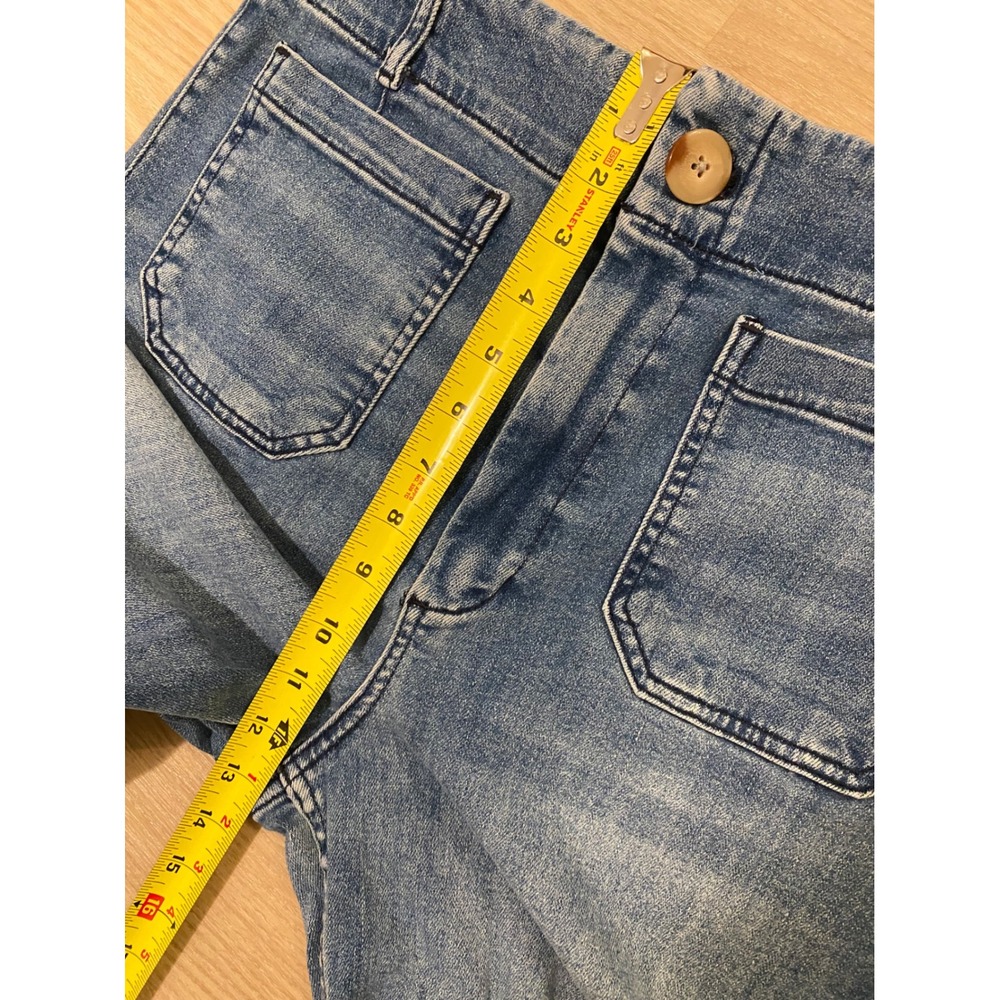 Maeve The Colette Wide Leg Crop Jeans 30 Blue Patch Pocket Boho Preppy - Picture 10 of 13